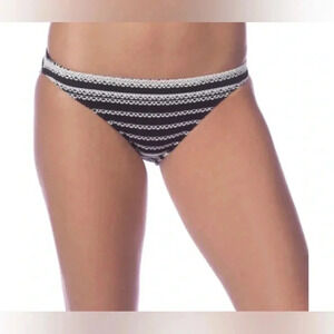 POLO RALPH LAUREN black White Crochet Taylor Hipster Bikini Bottom Sz Small EUC